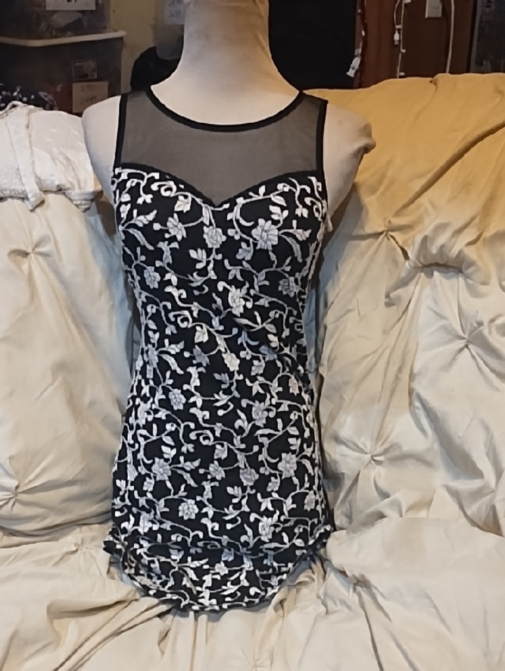 Lush Black & White Floral Dress